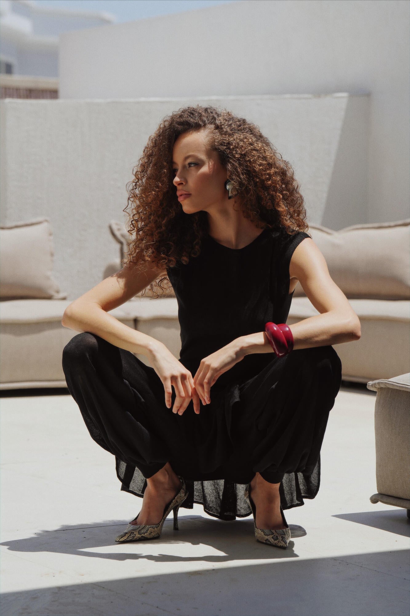 Black set in lightweight knitwear (body + pants)
